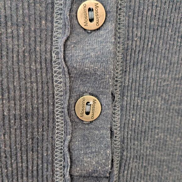 Y2K Mossimo Henley Top L Blue Ribbed 3/4 Sleeve Twilightcore Bella Elena Fitted - Picture 9 of 9